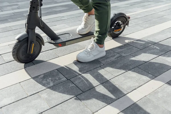 Electric Scooter Alternative Car Moving City — Stock Photo, Image