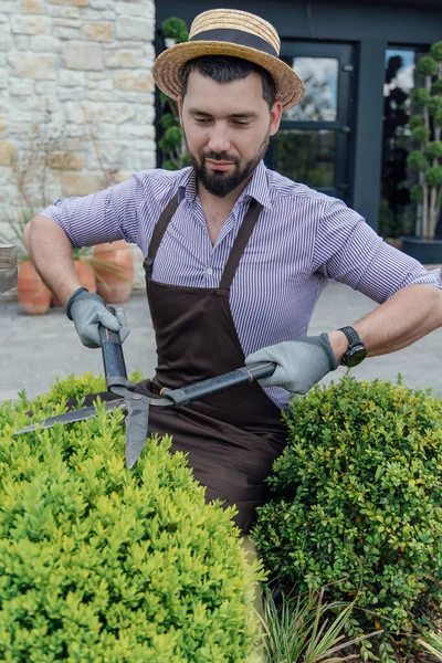 Handsome Gardener Job Outdoors — Fotografia de Stock