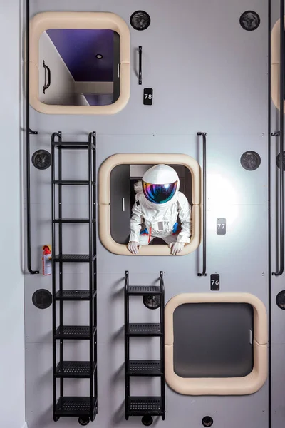 Astronaut lives in capsule hotel looks like spaceship design