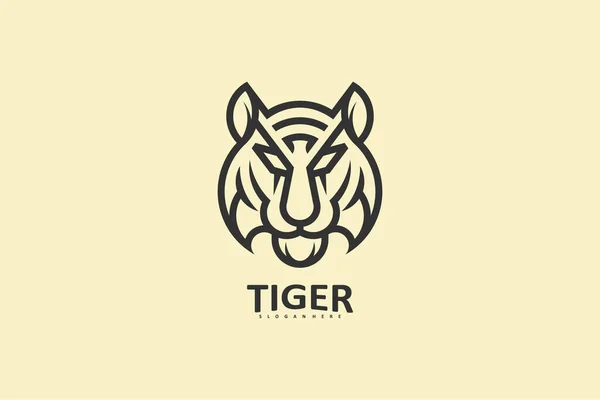 Logo Tête Tigre Avec Concept Ligne Unique Moderne Modèle Conception — Image vectorielle