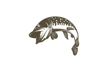 Turna balığı silueti vektör çizimi. Balıkçılık kulübü, takım ve deniz ürünleri tasarımı