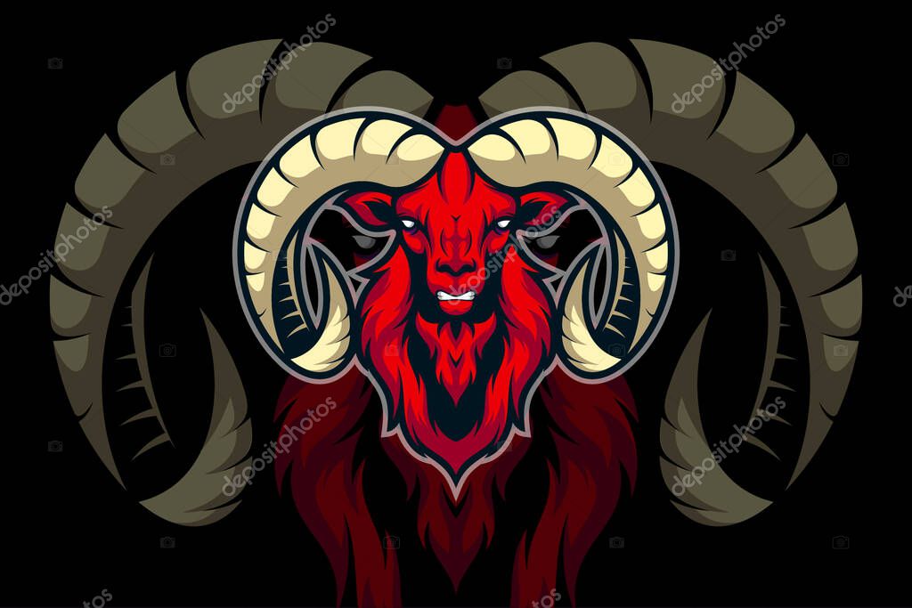 Goat head illustration vector mascot logo for esport team and streamer. creative design logo