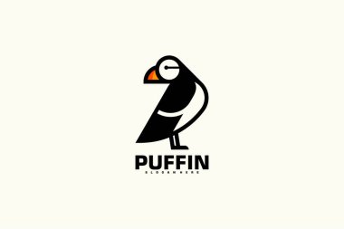 Puffin Bird Logo Vektör Tasarımı. Hayvan Logosu Konsepti. Yaratıcı Tasarım
