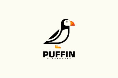 Puffin Bird Logo Vektör Tasarımı. Hayvan Logosu Konsepti. Yaratıcı Tasarım