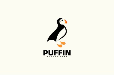 Puffin Bird Logo Vektör Tasarımı. Hayvan Logosu Konsepti. Yaratıcı Tasarım