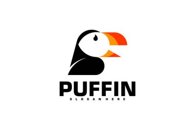Puffin Bird Logo Vektör Tasarımı. Hayvan Logosu Konsepti. Yaratıcı Tasarım Şablonu 