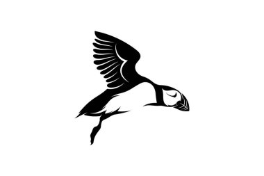 Siluet Puffin kuş vektör çizimi tasarımı