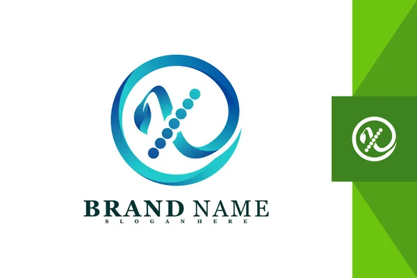 Yeşil Yaprak Logo Tasarımı Olan Harfi Şirket Mağaza Kişisel Kimlik — Stok Vektör