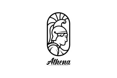 Tanrıça logo vektör çizimi Athena. logo simgesi satırı primi