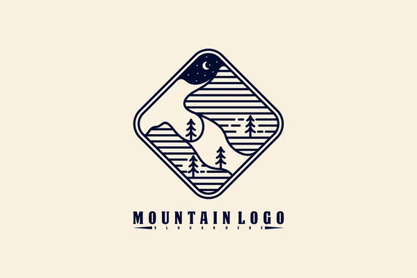 Illustration Vectorielle Ligne Icône Logo Montagne Paysage Logo Montagne Dans — Image vectorielle