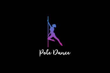Pole dance logo illustration. Vector of girl and pole suitable for logotype, icon, logo, banner, brand, clothes and etc