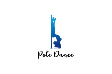 Pole dance logo illustration. Vector of girl and pole suitable for logotype, icon, logo, banner, brand, clothes and etc