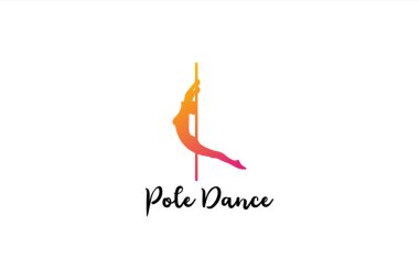 Polonyalı dans logosu çizimi. Logotype, simge, logo, pankart, marka, kıyafet vs. için uygun kız ve direk taşıyıcısı