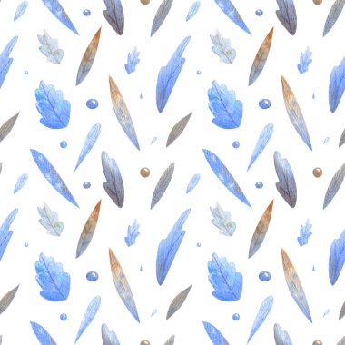 Kış bitkileri ve yapraklarıyla suluboya kusursuz desen. Her element elle çizilmiş. Fikirlerin için neşeli bir ruh hali. Arka planlar, tekstil, duvar kağıtları, hatıra defteri ve ambalaj kağıdı için.