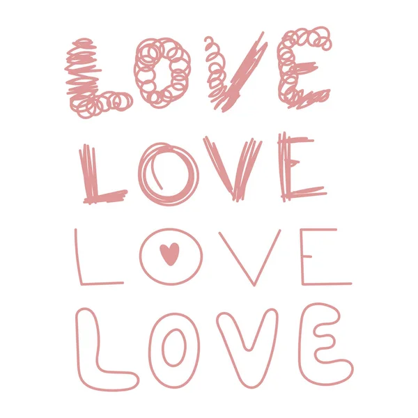 Trending Set Hand Drawn Phrases Love You Gentle Pink Color — Stockvektor