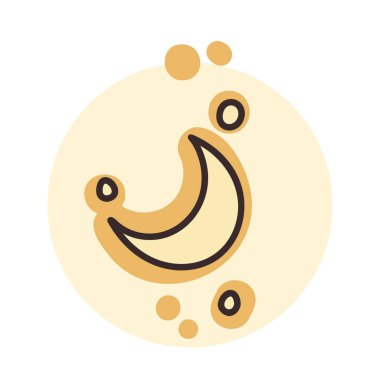 Düz ay ikonu. Çocuk Moda, Bebek Tasarımı, Bebek Partisi, Tebrik Kartı için Vektör Çizimi.