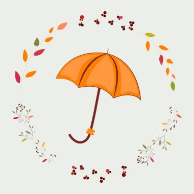 An umbrella for a walk in rainy, cloudy autumn weather.