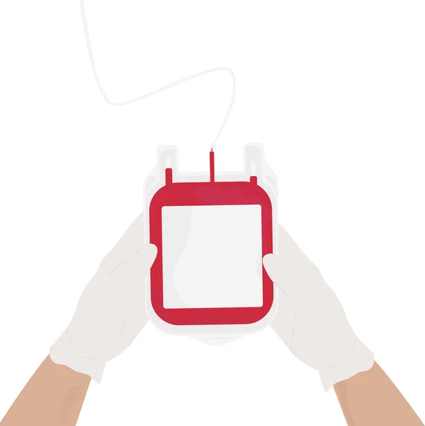Transfusão Sangue Indiretaum Médico Com Luvas Estéreis Segura Saco Para — Vetor de Stock