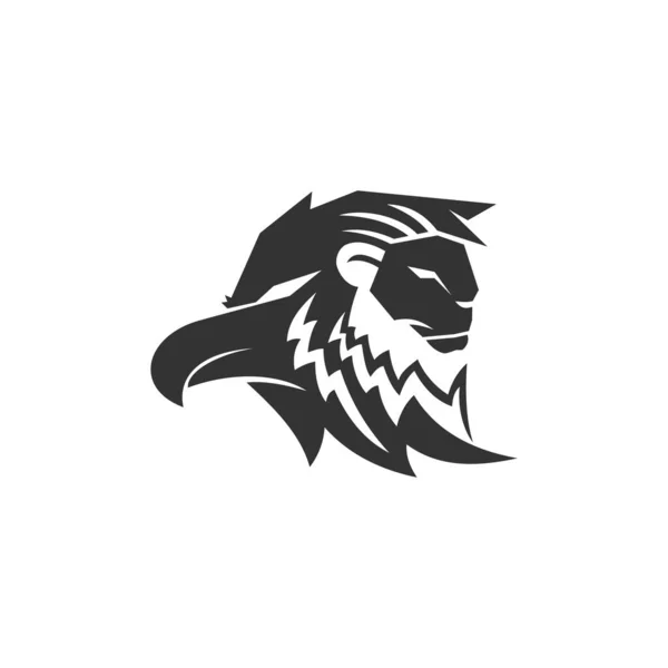 León Águila Cabeza Mascota Emblema Plantilla Negocio Marca — Archivo Imágenes Vectoriales