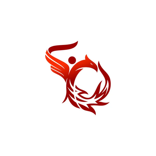 Phoenix Gente Llama Fuego Ilustración Plantilla Icono Aislado — Vector de stock