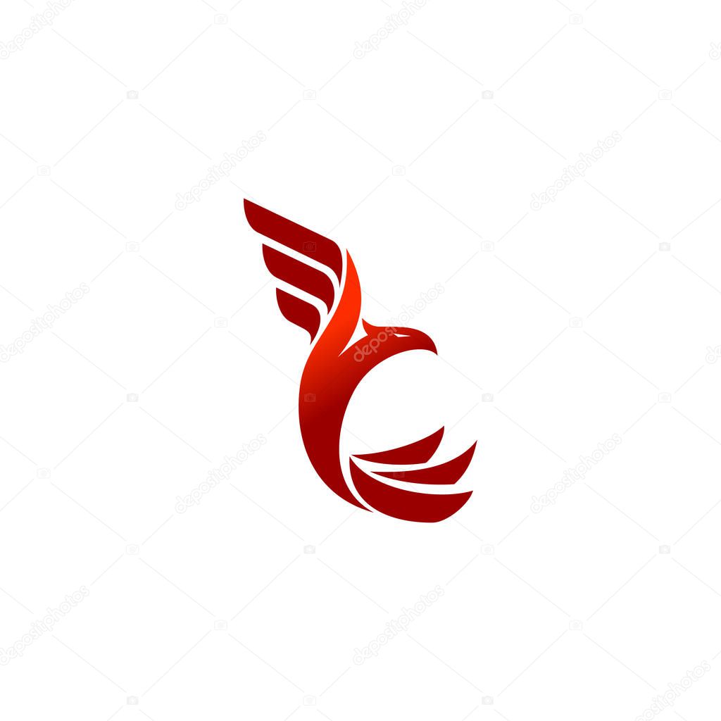 Phoenix Flaying Fire Illustration Template Icon Isolated