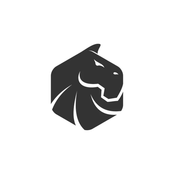 Cavalo Cabeça Hexágono Ilustração Modelo Ícone Emblema Isolado — Vetor de Stock