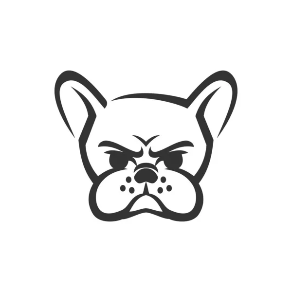 Cabeza Bulldog Francesa Icono Ilustración Plantilla Mascota — Vector de stock