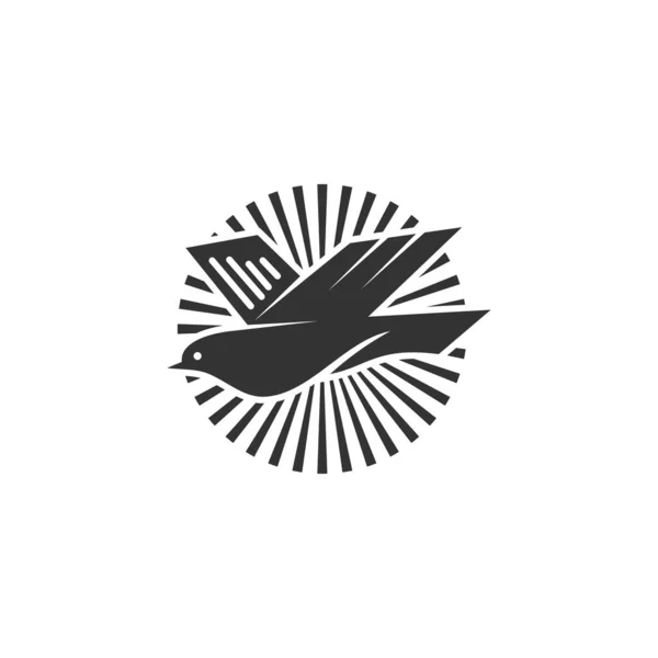 Dove Pigeon Wing Book Shine Icon Template Isolated — стоковый вектор