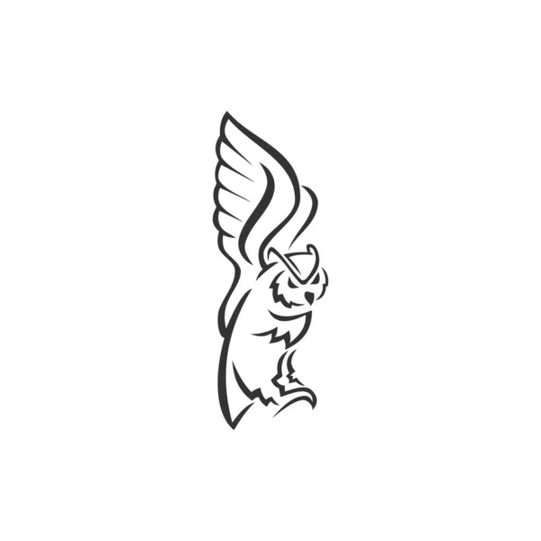 Owl Flaying Icon Brand Template Terisolasi - Stok Vektor