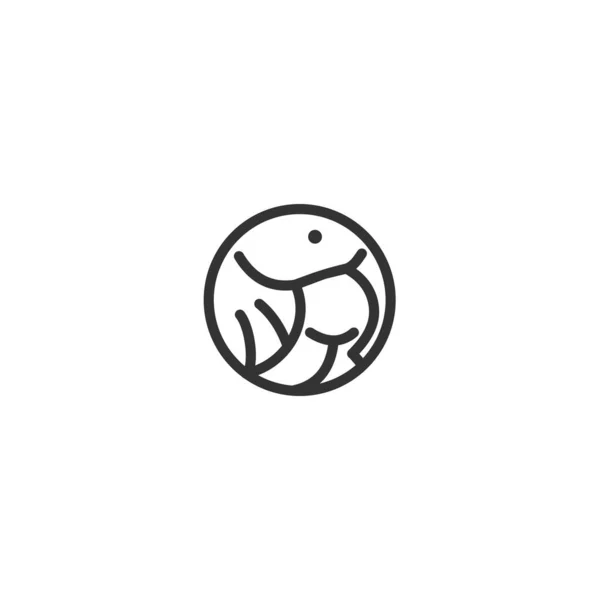 Elephant Circle Line Illustration Icon Brand — Vetor de Stock