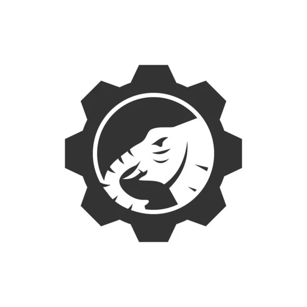 Elephant Gear Illustration Icon Brand Isolated — 图库矢量图片