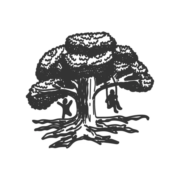 Chêne Arbre Maternelle Icône Illustration Marque Identité — Image vectorielle