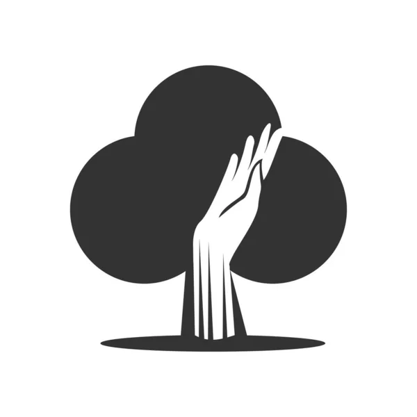 Icono Mano Árbol Ilustración Identidad Marca — Vector de stock