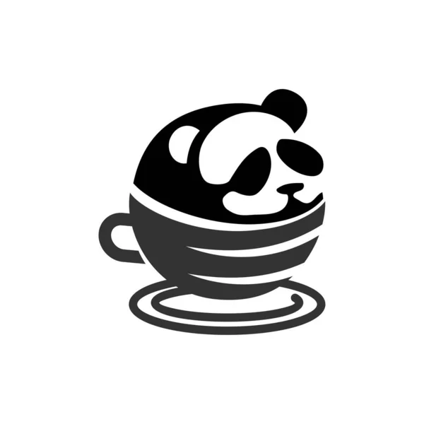 Tasse Café Panda Icône Illustration Identité Marque — Image vectorielle