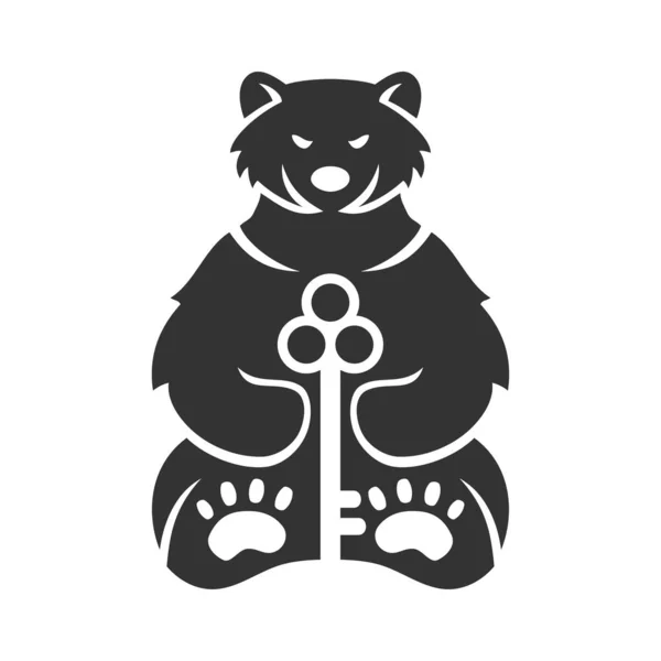 Bear Holding Icono Clave Ilustración Identidad Marca — Archivo Imágenes Vectoriales