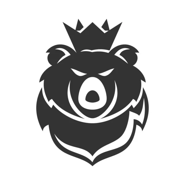 Kepala Beruang Dengan Mahkota Ikon Illustration Brand Identity - Stok Vektor