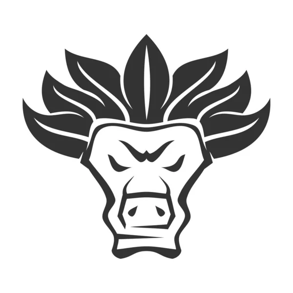 Bull Leaf Icon Illustration Brand Identity - Stok Vektor
