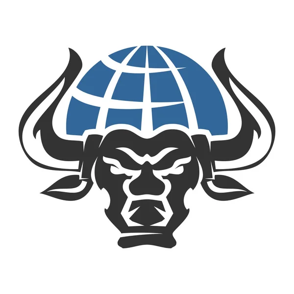 Bull Head Global World Icon Illustration Brand Identity - Stok Vektor