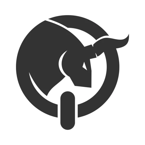 Bull Power Button Icon Illustration Markenidentität — Stockvektor