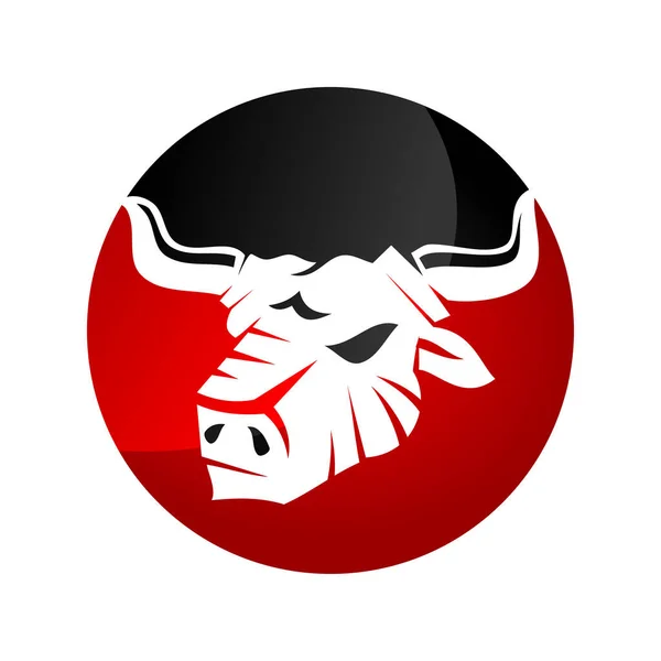Bull Head Circle Icon Illustration Brand Identity - Stok Vektor