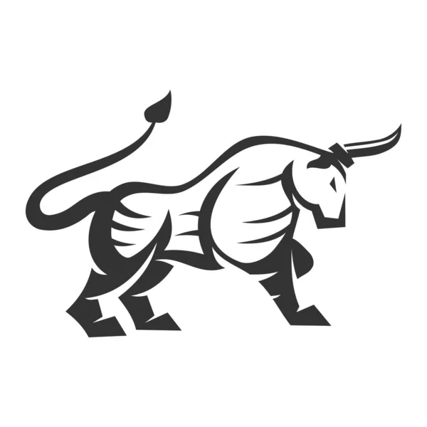 Bull Berdiri Serangan Ikon Illustration Brand Identity - Stok Vektor