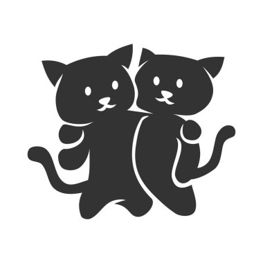 Kedi Kucaklaşması Arkadaş Simgesi Marka Kimliği