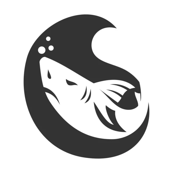 Ikona Oceanu Rekina Ilustracja Tożsamość Marki — Wektor stockowy
