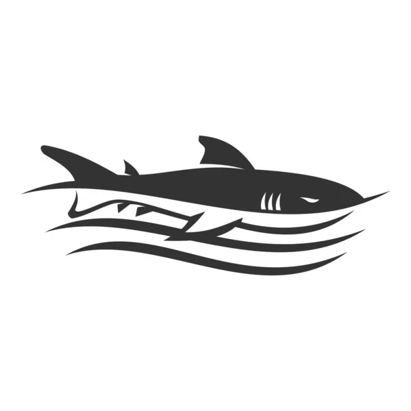 Shark Ocean Icon Illustration Markenidentität — Stockvektor