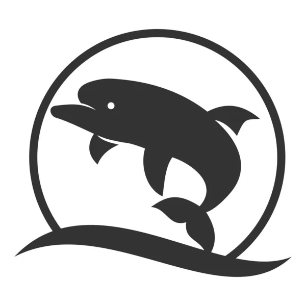 Delfín Luna Bahía Playa Mar Icono Ilustración Marca Identidad — Archivo Imágenes Vectoriales