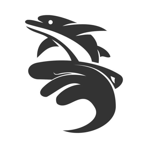 Dolphin Surf Icono Ilustración Identidad Marca — Vector de stock