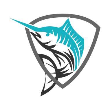 Kılıçbalığı balık kalkanı Simge İllüstrasyon Marka Kimliği