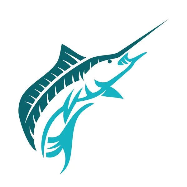 Marlin Fisch Geschäft Icon Illustration Markenidentität — Stockvektor