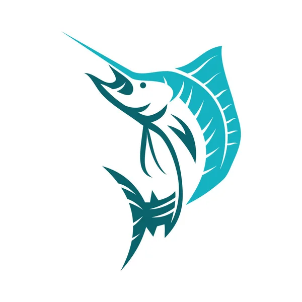 Marlin Negocio Pescado Icono Ilustración Identidad Marca — Vector de stock