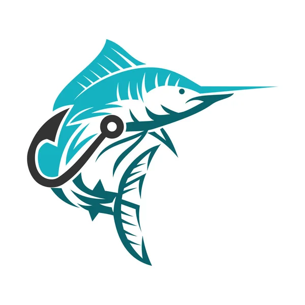 Marlin Angelsport Marlin Fischgeschäft Icon Illustration Markenidentität — Stockvektor